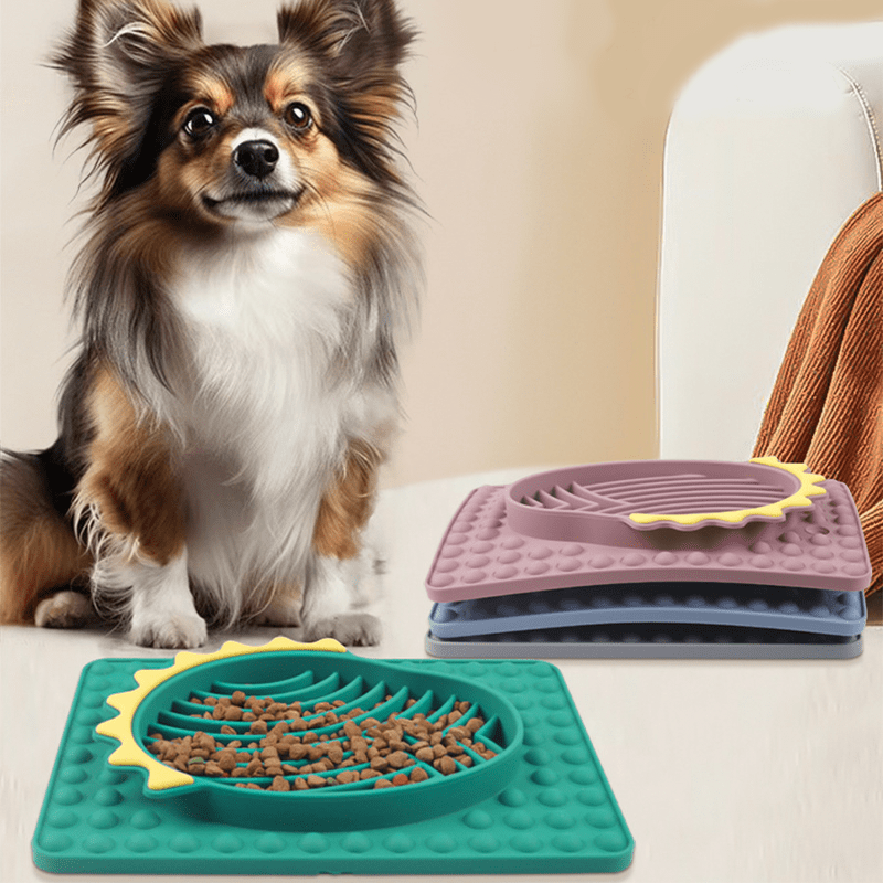 Slow Feeder Dog Bowls Silicone Pet Food Bowls With Suction Cups -