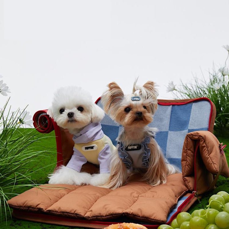 Dog Carrier Cotton Denim Portable Car Seat with Soft Padded for Bichon Maltese -