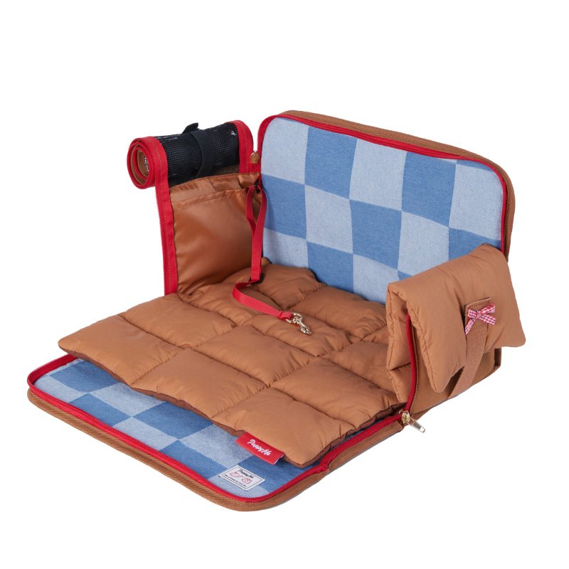 Dog Carrier Cotton Denim Portable Car Seat with Soft Padded for Bichon Maltese -