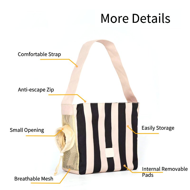 Pet Carrier Breathable Cat Dog Stripes Handbag With Small Opening -
