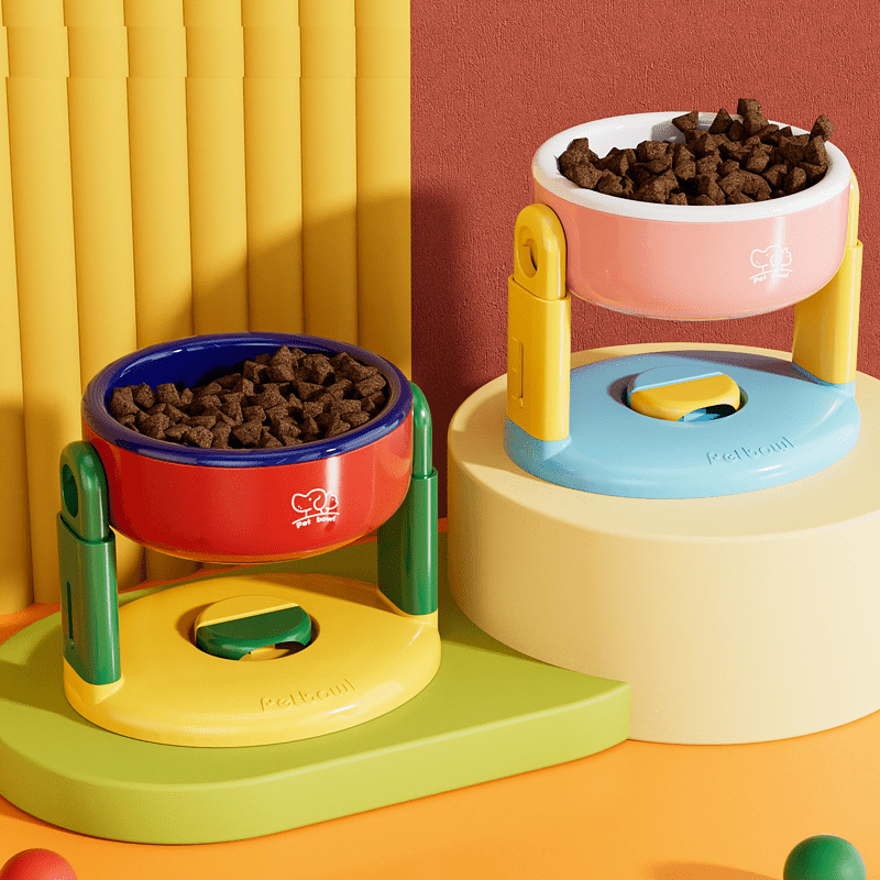 Liftable Pet Bowl Suction Cup Food Water Bowl Adjustable Height -