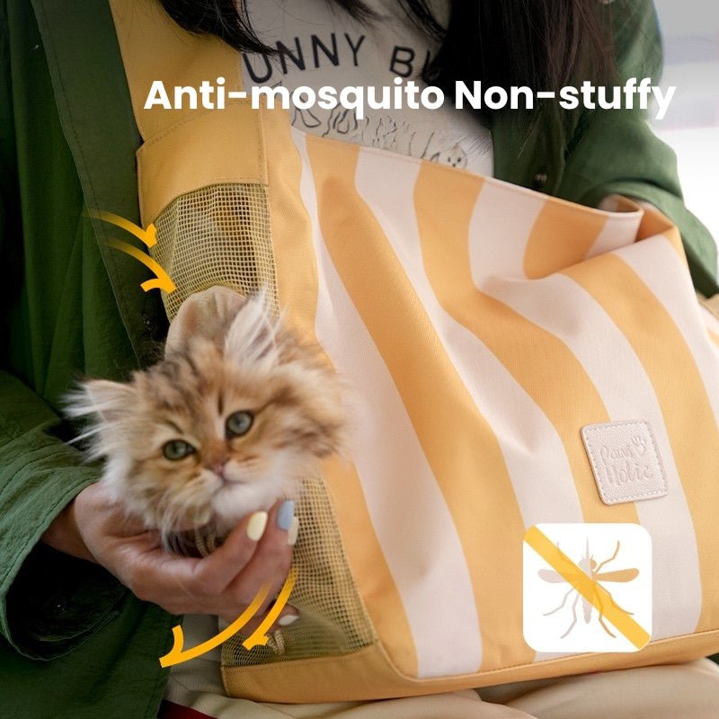 Pet Carrier Breathable Cat Dog Stripes Handbag With Small Opening -